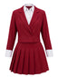 60er Blazer- & Plisseerock-Set mit Kontrastkragen