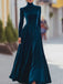 40er Langarm-Samtkleid mit Rollkragen