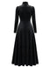 40er Langarm-Samtkleid mit Rollkragen