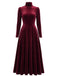 40er Langarm-Samtkleid mit Rollkragen