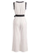 Weißer 50er Jumpsuit mit Spitzenbesatz und Gürtel