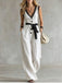 Weißer 50er Jumpsuit mit Spitzenbesatz und Gürtel