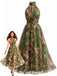 40er Maxikleid mit Neckholder und Blumen