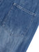 Blauer 40er Denim-Jumpsuit mit Carmen-Ausschnitt und Taschen