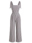 Grauer 40er Streifen-Jumpsuit mit Bindeträgern und weitem Bein