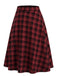 Roter 50er A-Linien-Rock mit Karo und hoher Taille
