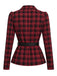 Schwarz-rotes 50er Karo-Blazer & Rock-Set mit Gürtel