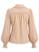 Beige 70er Bluse mit Rüschenkragen und Ballonärmeln