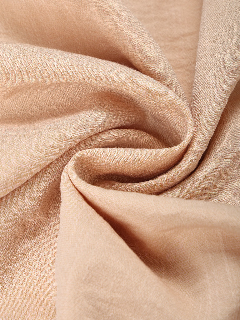 Beige 70er Bluse mit Rüschenkragen und Ballonärmeln