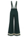 Dunkelgrüne 70er Latzhose mit Goldborten und Gürtel