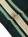 Dunkelgrüne 70er Latzhose mit Goldborten und Gürtel