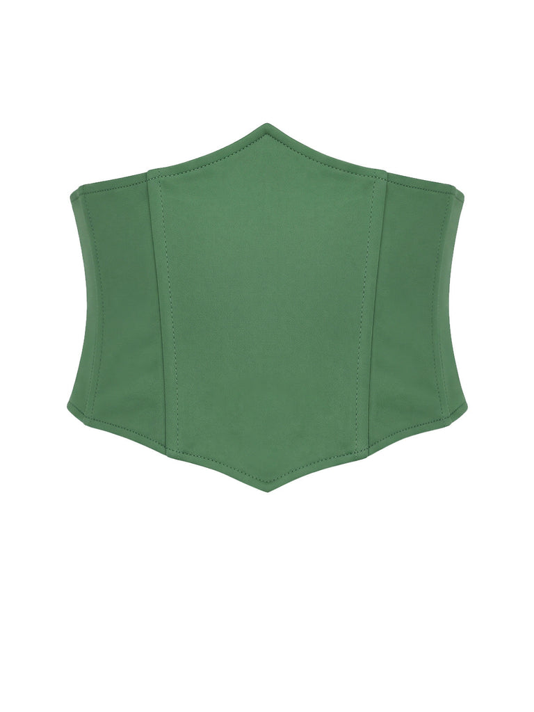 Seegrünes 70er Lagenkleid mit Spitze und asymmetrischem Saum