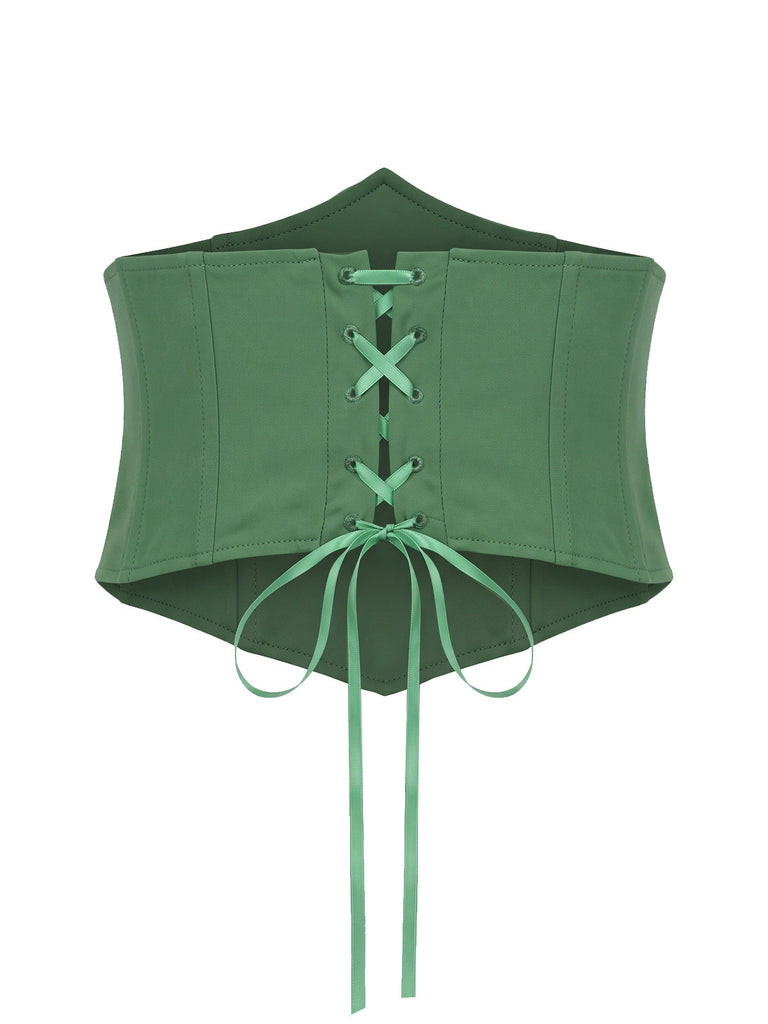 Seegrünes 70er Lagenkleid mit Spitze und asymmetrischem Saum