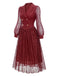 70er Spitzenkleid mit Doppelknopfleiste und Schal