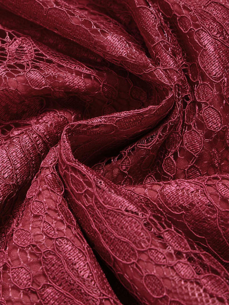 70er Spitzenkleid mit Doppelknopfleiste und Schal