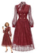 70er Spitzenkleid mit Doppelknopfleiste und Schal