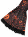 50er schulterfreies Kleid mit Kürbis-Schloss-Print und Glockenärmeln