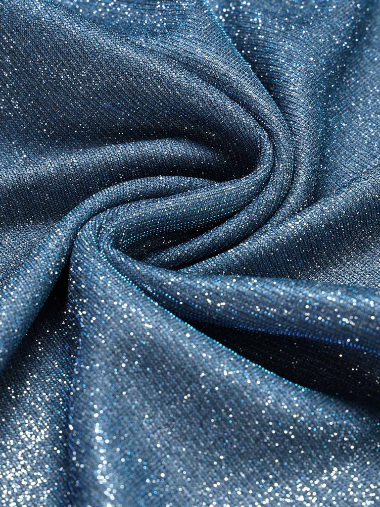 70er glitzernder Neckholder-Overall mit Sonnenknöpfen
