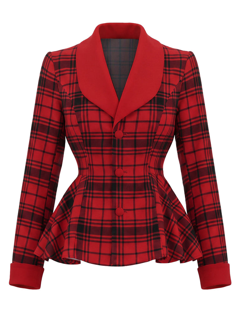 40er Karo-Jacke & Rock-Set mit Schalkragen