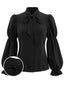 [Vorverkauf] Schwarze 40er Bluse mit Schleifenkragen und Virago-Ärmeln