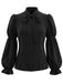 40er Halloween-Set aus Katzen-Kürbis-Kleid und Bluse mit Virago-Ärmeln