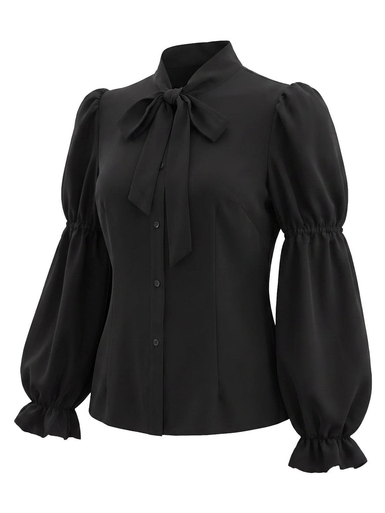 40er Halloween-Set aus Katzen-Kürbis-Kleid und Bluse mit Virago-Ärmeln