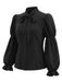 40er Halloween-Set aus Katzen-Kürbis-Kleid und Bluse mit Virago-Ärmeln