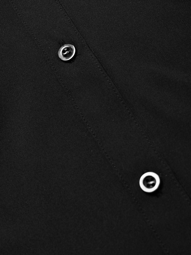 Schwarze 40er Bluse mit Schleifenkragen und Virago-Ärmeln