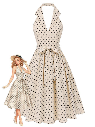 50er Swingkleid mit Polka-Dots und Neckholder