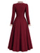 Burgunderrotes 50er Mantelkleid mit Rüschenkragen