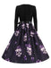 Lila 50er Swingkleid mit Kristall-Totenkopf-Print