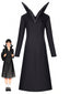 40er Gothic Midikleid mit hohem Kragen und Langarm
