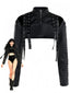 Schwarze 70er Kunstleder-Bolerojacke mit Nieten