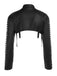 Schwarze 70er Kunstleder-Bolerojacke mit Nieten