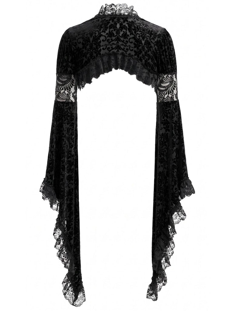 70er Gothic Spitzen-Cape mit Glockenärmeln