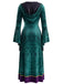 30er Kapuzen-Hexenkleid mit Spinnennetz und Glockenärmeln