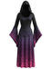 30er Kapuzen-Hexenkleid mit Spinnennetz und Glockenärmeln