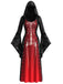 30er Kapuzen-Hexenkleid mit Spinnennetz und Glockenärmeln