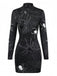 60er Halloween Bleistiftkleid mit Spinnennetz und Langarm