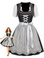 Blaues 50er Oktoberfest-Dirndl-Set mit Spitzenschürze und Top