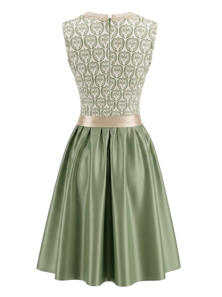 Hellgrünes 50er Oktoberfest-Dirndl-Set mit Spitzenschürze und Spitzentop