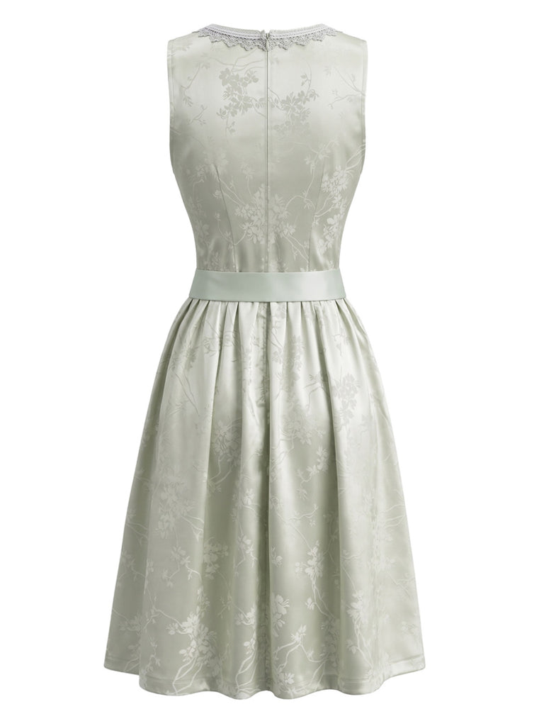 Hellblaues 50er Oktoberfest-Dirndl-Set mit Blumen Schürze und Spitzentop