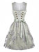 Hellblaues 50er Oktoberfest-Dirndl-Set mit Blumen Schürze und Spitzentop