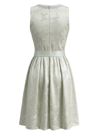 Hellblaues 50er Kleid mit Eckiger Ausschnitt und Blumen