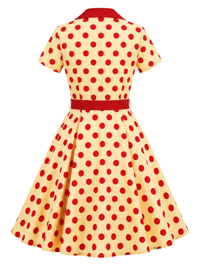 40er Shirtkleid mit Polka-Dots und Bindegürtel