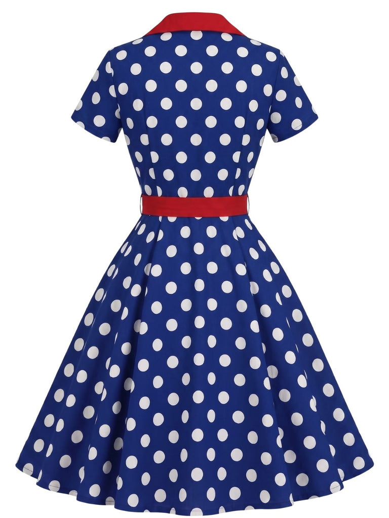40er Shirtkleid mit Polka-Dots und Bindegürtel