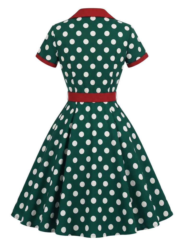 40er Shirtkleid mit Polka-Dots und Bindegürtel