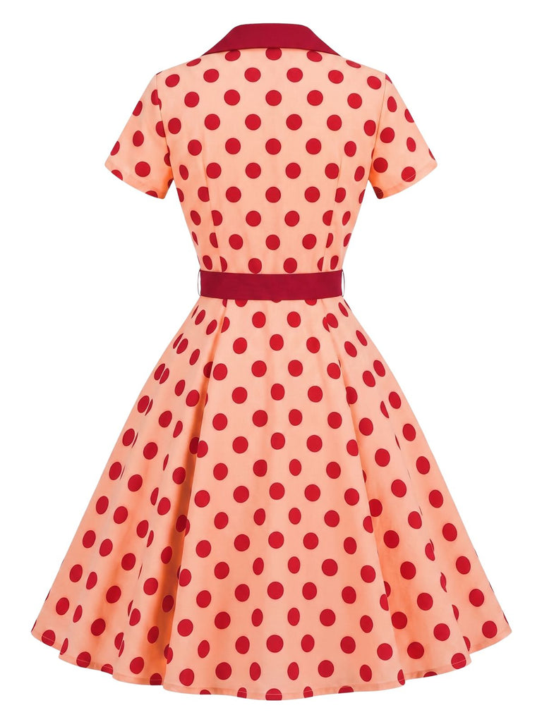 40er Shirtkleid mit Polka-Dots und Bindegürtel