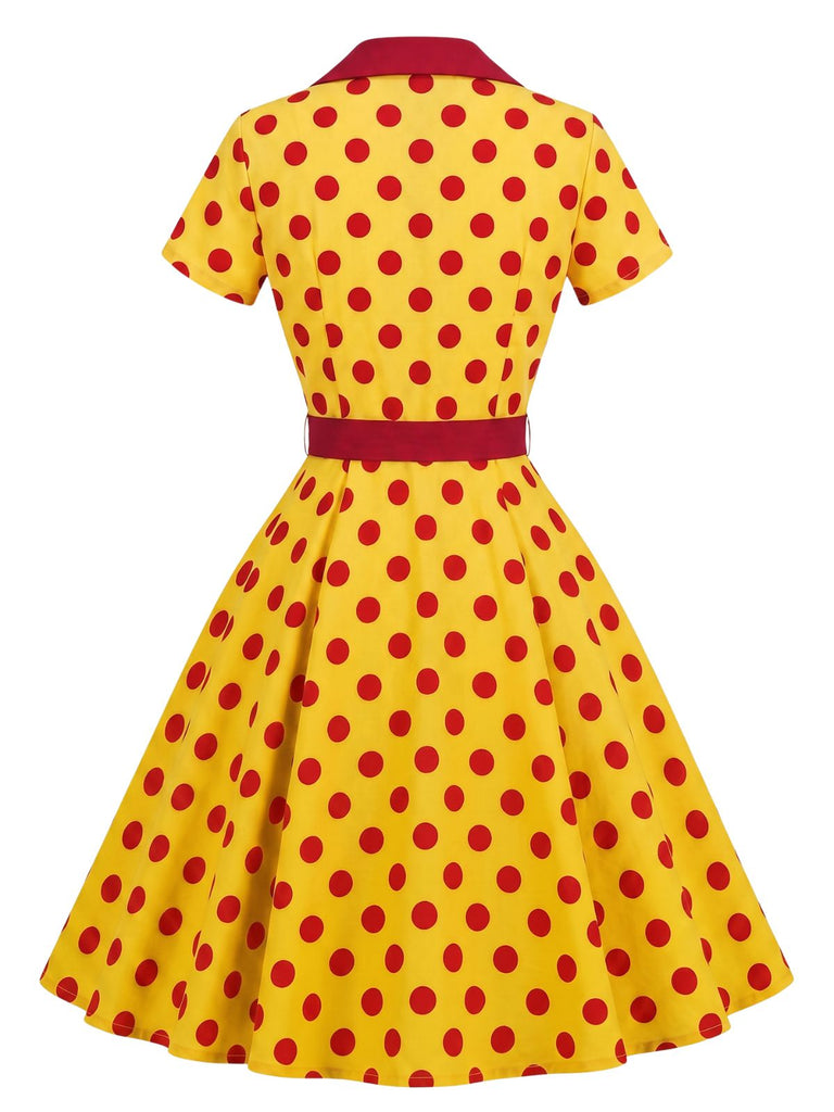 40er Shirtkleid mit Polka-Dots und Bindegürtel