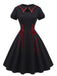 40er Gothic Swingkleid mit Fledermauskragen und Schnürung